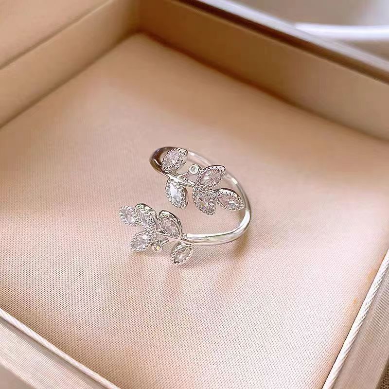 Leaves Open Ring Female Light Luxury Temperament High Sense