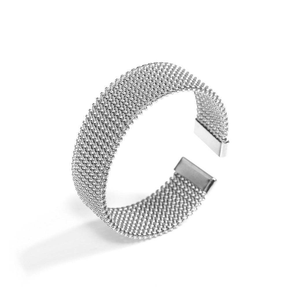 Women's Wire Embossed Titanium Steel Bracelet