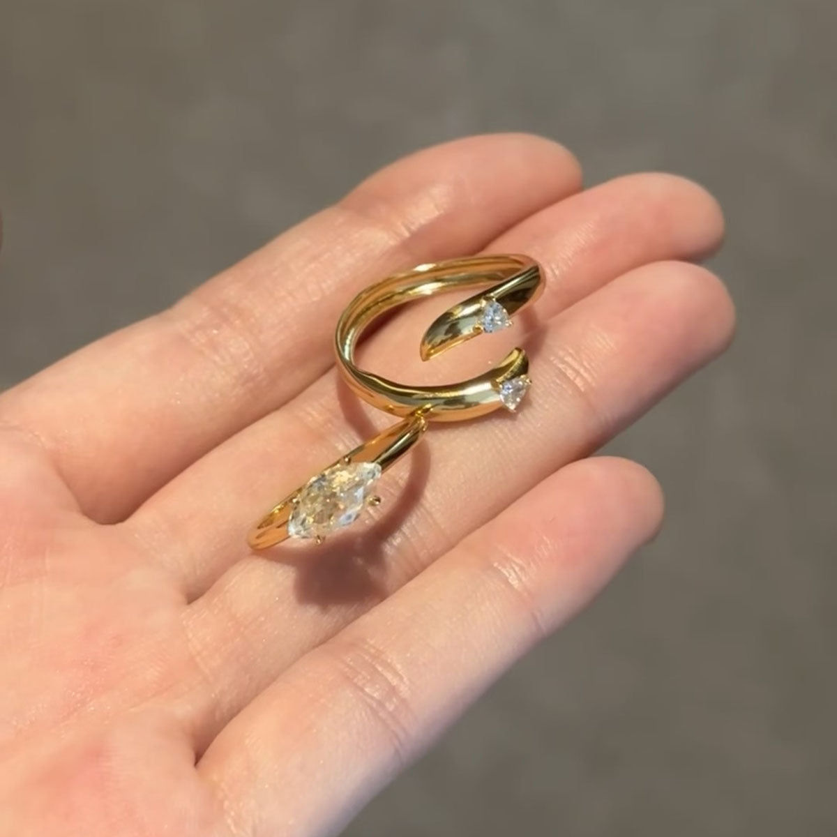 Unique Personality Dual-wear Wide Version Horse Eye Rhinestone Ring Female