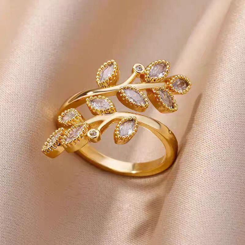 Leaves Open Ring Female Light Luxury Temperament High Sense