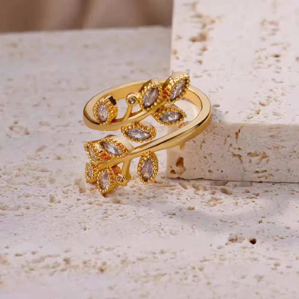 Leaves Open Ring Female Light Luxury Temperament High Sense