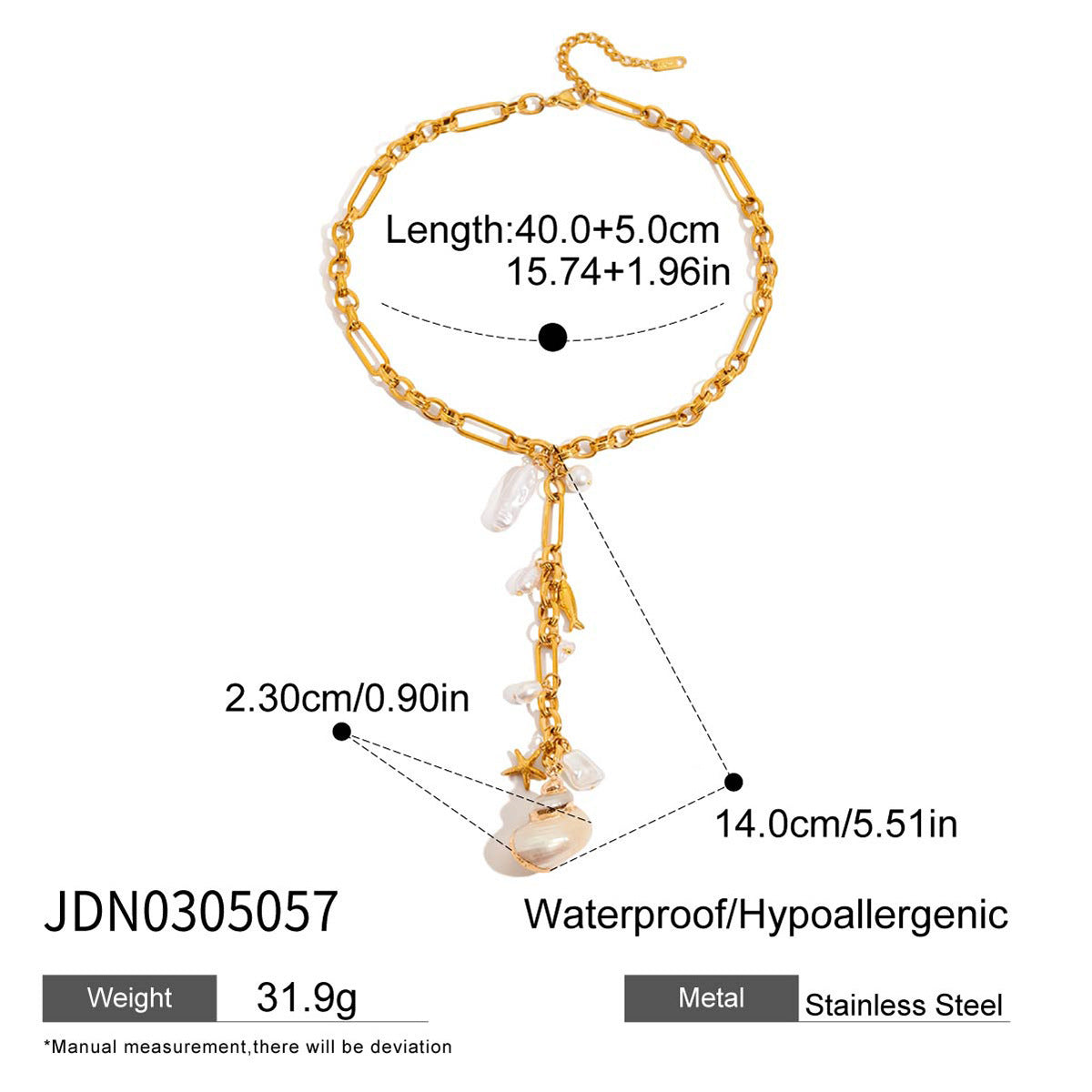 Stainless Steel Conch Long Necklace Y-shaped Chain High-grade Clavicle Chain For Women