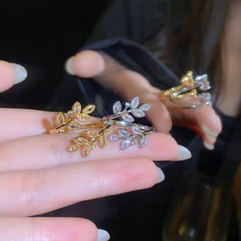 Leaves Open Ring Female Light Luxury Temperament High Sense