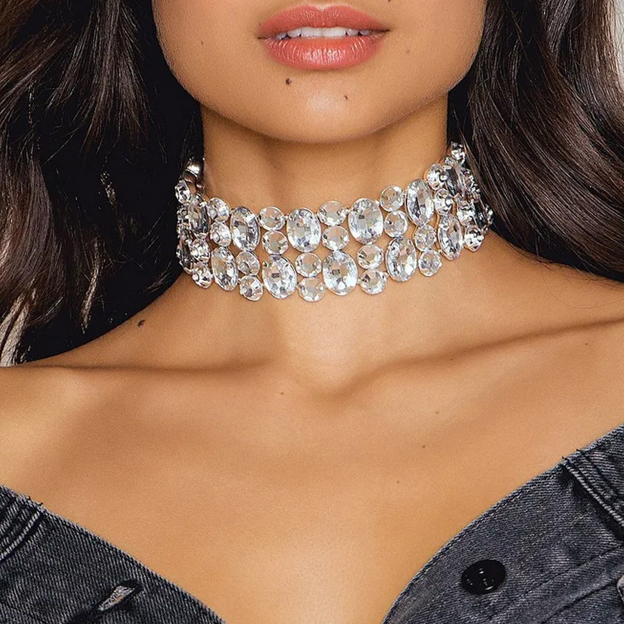 Hollow Jeweled All-match Rhinestone Necklace