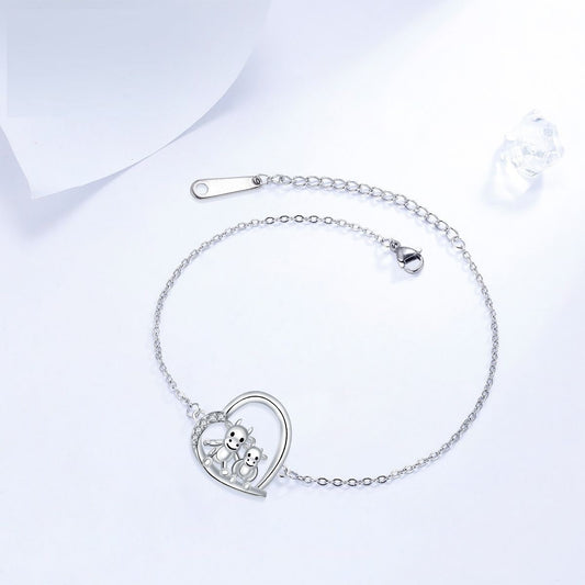 European And American Bracelet High Sense Female With Hearts Cow Bracelet