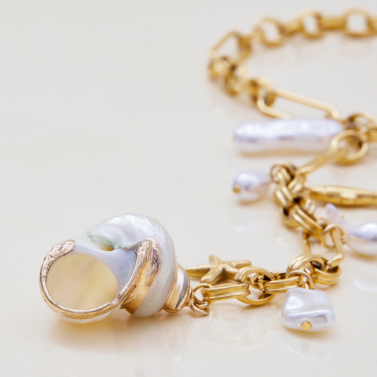 Stainless Steel Conch Long Necklace Y-shaped Chain High-grade Clavicle Chain For Women