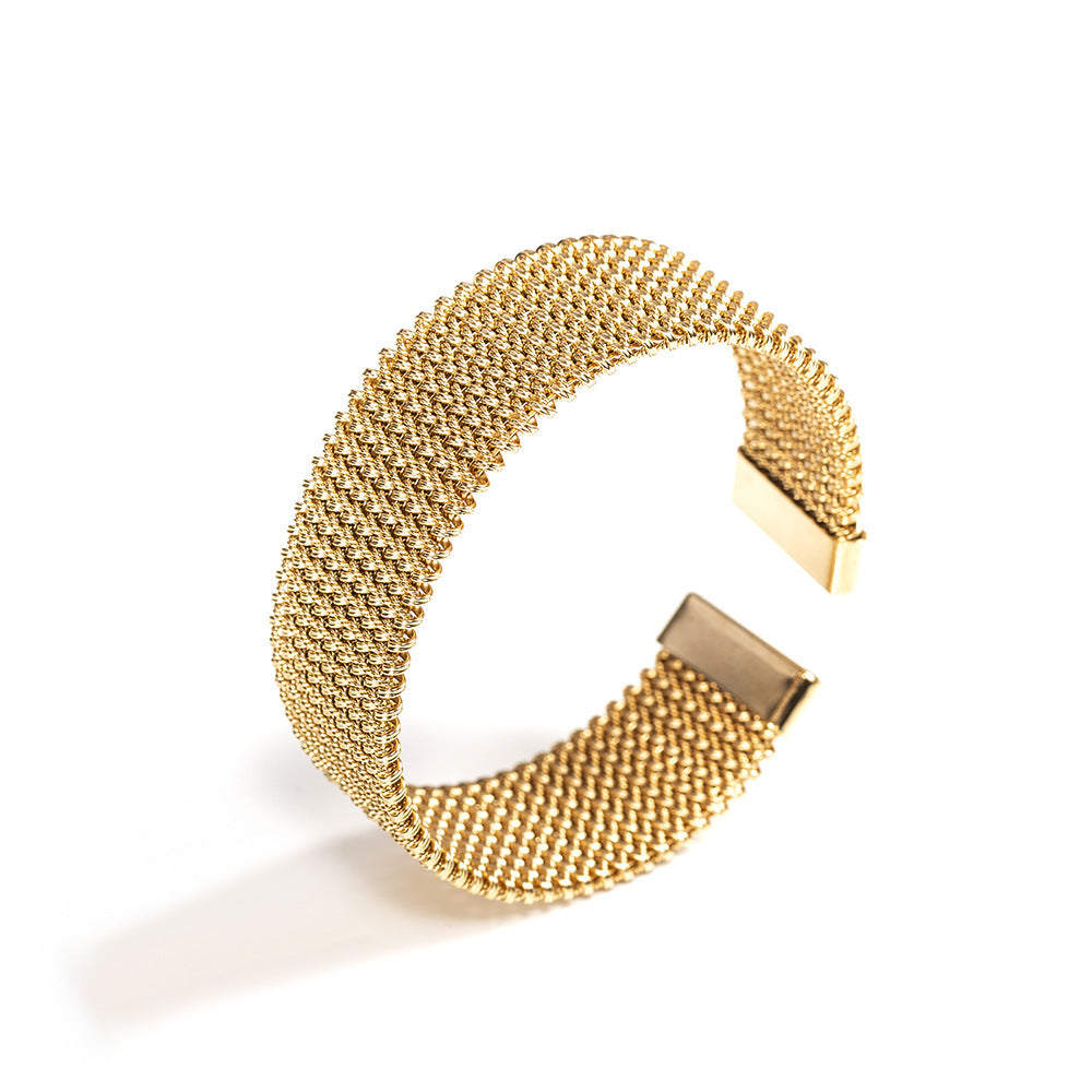 Women's Wire Embossed Titanium Steel Bracelet