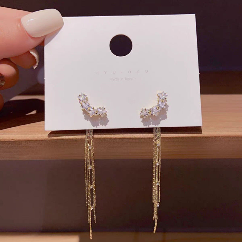 Pentagram Tassel Temperament Female Ear Studs