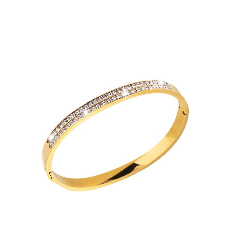 Stainless Steel Women's Starry Exquisite Double Row Diamond Bracelet