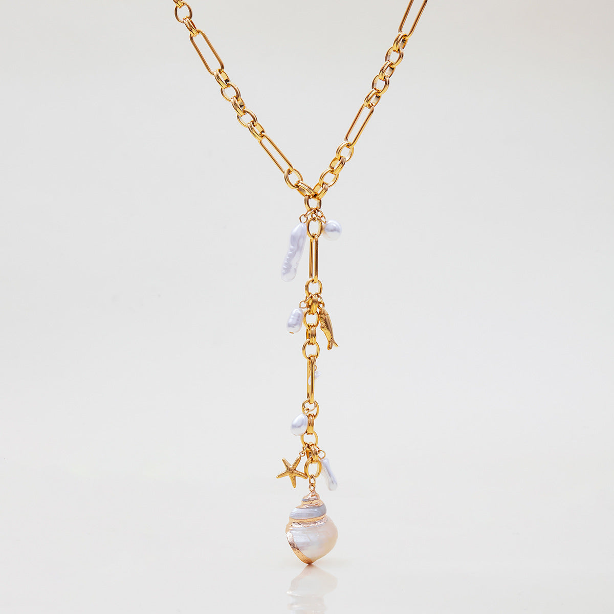 Stainless Steel Conch Long Necklace Y-shaped Chain High-grade Clavicle Chain For Women