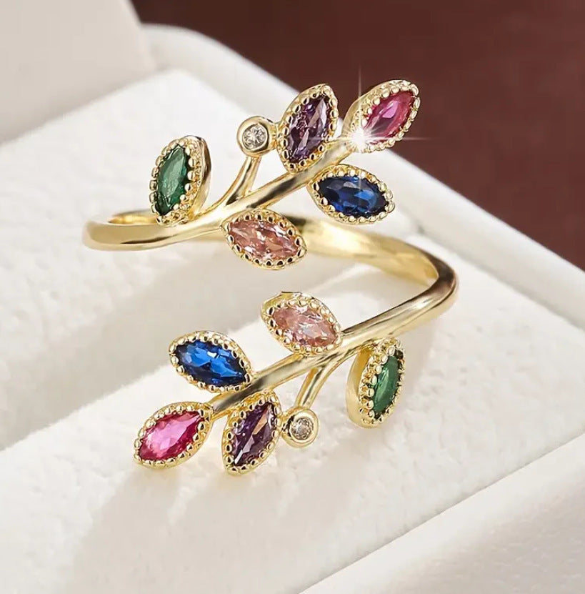 Leaves Open Ring Female Light Luxury Temperament High Sense