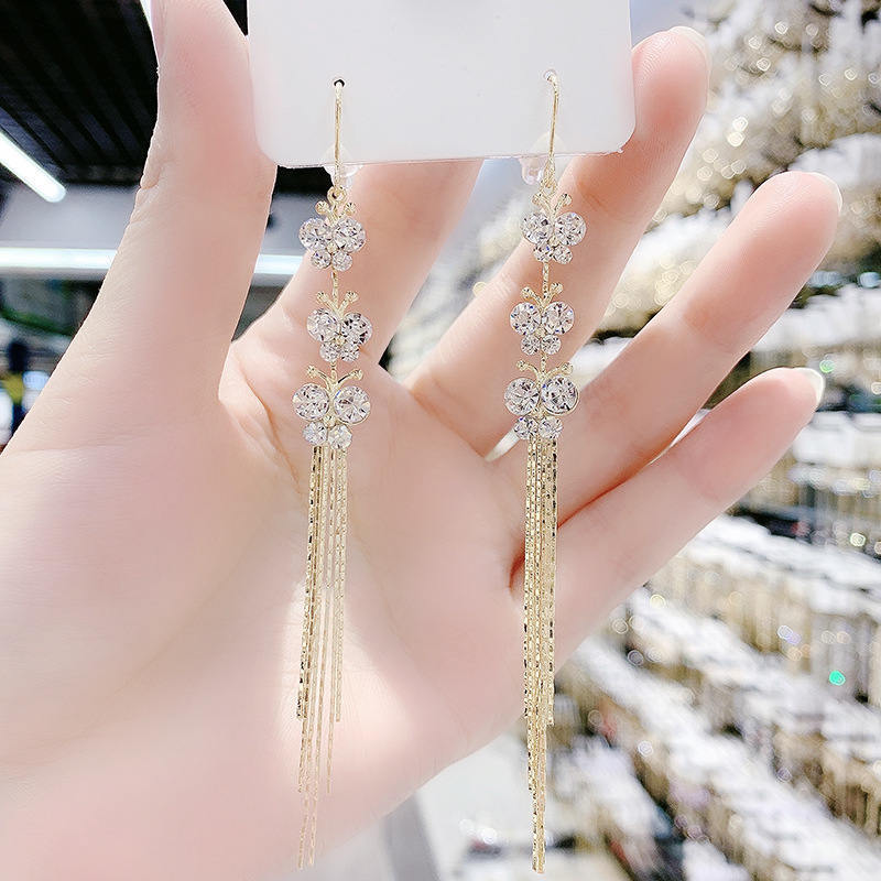 South Korea Butterfly Rhinestone Rhinestone Earrings Women